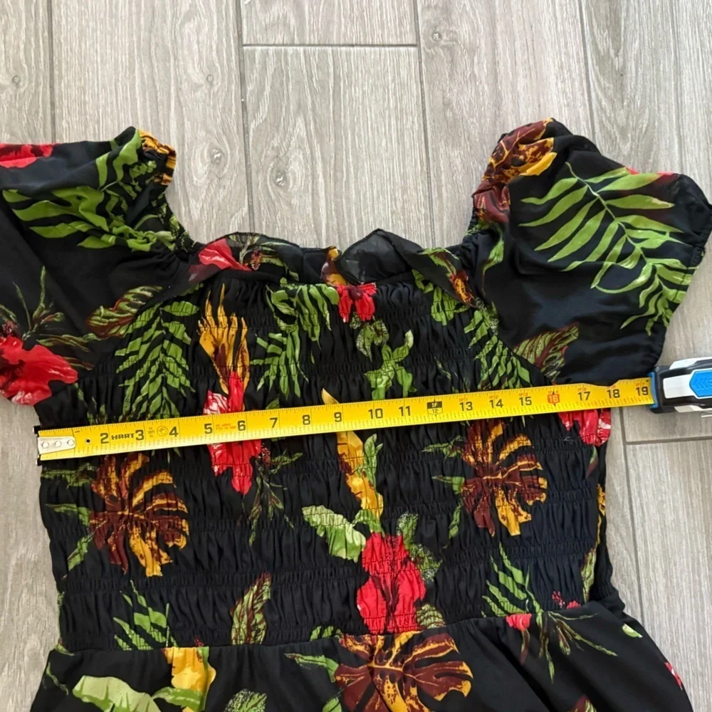 Siren Lily|Floral Maxi Dress with Tropical Print,Dark floral design•••Plus 2X